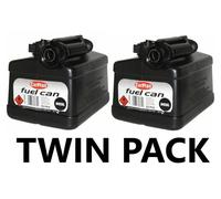 2 x CarPlan Black 5 Litre Diesel Fuel Jerry Can Garage Workshop & Plastic Spout