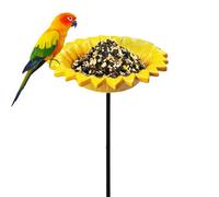 2 X Cast Iron Yellow Sunflower Garden Ornament Bird Dish Seed Feeder Dish Bath