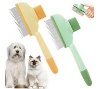 2 x Cat and Dog Hair Brush with Self-Cleaning Function, Anti-tangle and Anti-Floating Hair Comb, Soft Cat Brush for Coat Care, Effectively Remove Floating Hair (Green + Yellow)