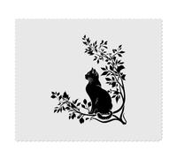 2 x 'Cat Sitting on Branch ' Microfibre Lens/Glasses Cleaning Cloths (LC00028862)