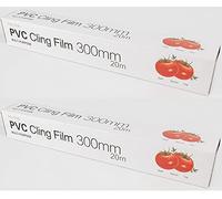 2 X Catering Cling Film Dispenser and Cutter Kitchen Plastic Food Seal Wrap, Foodservice Cook’s Tools for Kitchen, 300mm x 20m