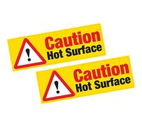 2 x Caution Hot Surface Vinyl Sticker RED Warning Health & Safety Business Shop