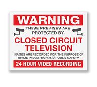 2 x CCTV Warning Stickers Security Sign Window Shop Indoor & Outdoor #6524 (15cm Wide x 12cm Tall, Self Adhesive)