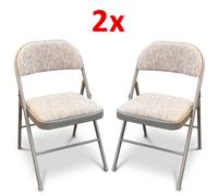 (2 x Chairs) FABRIC PADDING FOLDING CHAIR DELUXE STRONG METAL FRAME OFFICE WITH BACK REST NEW