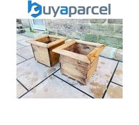2 x Charles Taylor Wooden Regular Square Trough Planter Flower Shrub Tree Pot