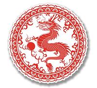 2 x Chinese Dragon Sticker Martial Arts Karate Car Bike iPad Laptop Decal #4085 (10cm x 10cm)