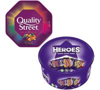 2 x Chocolate Tubs ASSORTED PACK 1 EACH Of Heroes and Quality street chocolate Tub Perfect For any occasion & Christmas