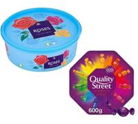 2 x Chocolate Tubs ASSORTED PACK 1 EACH Of Roses 550g, Quality Street 550g Sharing Tub Perfect For Christmas