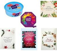 2 x Chocolate Tubs ASSORTED PACK 1 EACH Of Roses 550g, Quality Street 550g - WITH ANY CHRISTMAS CARD