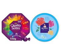 2 x Chocolate Tubs Roses 550g & Quality Street 550g Sharing Tub Suitable For Vegetarian Perfect For Christmas & New Year