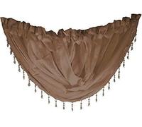 2 X CHOCOLATE VOILE CRYSTAL BEADED TRIM SWAG ROD POCKET CURTAIN DRAPE 22X18" 56X45CM