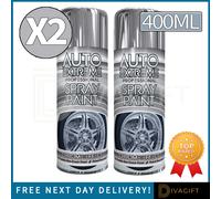 2 x CHROME SPRAY PAINT 400ML FOIL MIRROR METALLIC SPRAY EFFECT AUTO DIY AEROSOL