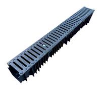 2 x Clark Drain CD437 Heavy Duty C250 25 Tonne Channel PVC Channel with Ductile Iron Drainage Narrow Slot Grating Locked metre 1m Length Water Rain Storm Shower Wetroom Garden Driveway