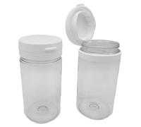 2 x Clear 100ml Flip Top Paint Pots Refillable for Paint/Ink/Dye/Glue/Acrylic - Small Empty Art/Craft Plastic Storage Containers with Hinged Lids
