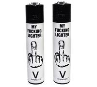 2 x Clipper Lighters MY F**King LIGHTER Design Set Gas Refillable Lighters Standard Size Replaceable Flint Rare Limited Edition