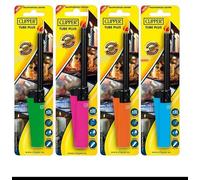 2 X Clipper Tube Plus Shinny Colour Cooker Lighter Gas Utility Lighter with Safety Lock One Supplied Cookers BBQ Candles Gas Fire, Fireworks, Camping