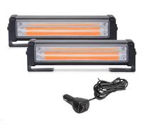 2 X Cob Led Emergency Warning Hazard Flash Strobe Beacon Amber Lights Bar 6" 36W Waterproof Dustproof