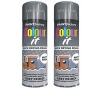 2 x Colour-IT Primer Grey MATT Spray Paint Plastic Metal Wood 250ML