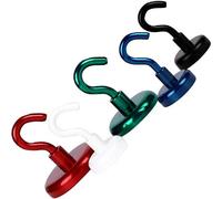 2 x Coloured Magnetic Hooks - Pot Magnet with Hook - Ø 32 mm - Neodymium (NdFeB) - Force 34 kg - Assorted Colours: Available in Red, Blue, Green, Black and Gold, Colour:Green