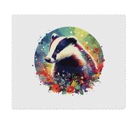 2 x 'Colourful Badger With Wild Flowers' Microfibre Lens/Glasses Cleaning Cloths (LC00027744)