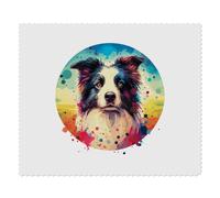 2 x 'Colourful Border Collie Portrait' Microfibre Lens/Glasses Cleaning Cloths (LC00027738)