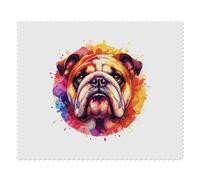2 x 'Colourful Bulldog Portrait' Microfibre Lens/Glasses Cleaning Cloths (LC00027736)