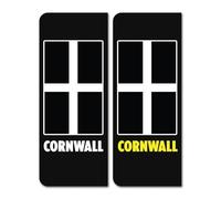 2 x Cornwall Numberplate Vinyl Stickers - Cornish Flag UK Travel Car Abroad Vehicle Number Plate Europe Sticker - Size 40mm x 104mm #82539