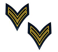 2 x Corporal Military Rank Insignia Iron On Patch (8 x 10cm) - Gold & Black Chevron Embroidered Badge for Jackets, Uniforms, Tactical Gear, Backpacks & Cosplay Costumes