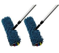 2 x CrazyGadget® Heavy Duty Double Sided Extendable Microfibre Mop and Sweeper for Dry, Laminate or Wooden Floors