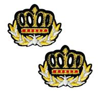 2 X Crown & Oakleaf Embroidered Patch - 6cm x 4.5cm Gold Royal Crest Badge for Jackets, Backpacks & Uniforms - Sew-On Decorative Patch for Clothing, DIY Fashion & Accessories