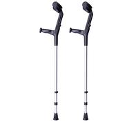 2 x Crutches, Black, Aluminium with Dual Adjustment at the Rod and Elbow