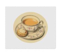 2 x 'Cup of Tea with a Custard Cream Biscuit' Microfibre Lens/Glasses Cleaning Cloths (LC00031390)
