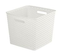2 X Curver Deep Box Square Storage Basket Handle Plastic Cream 196862 18 Lt