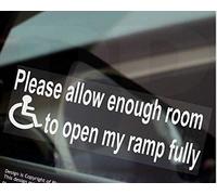 2 x D93 Stickers Please Allow Enough Room to Open My RAMP Fully Disabled Signs Disability Decals Mobility Handicapped Window Car Van Window Reverse Adhesive Vinyl White onto Clear Labels 150x50mm
