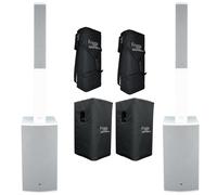 2 x DAP Frigga 12' White Active Column PA System With Carry Bags