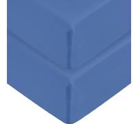 2 x Deep Fitted Bed Sheets Double bed 40 cm 16 Inch Deep - Non Iron Easy Care Soft Brushed Microfibre Fabric Shrinkage and Fade Resistant, Mid Blue-Double