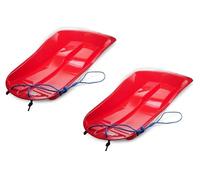 2 x Delta Heavy Duty Snow Sledges Toboggan Sledge Sleigh (2 Red Sledges)
