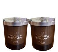 2 x Deluxe Orange & Bergamot Botanical Single Wick Scented Candle - 250g