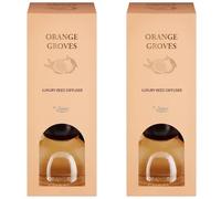 2 x Deluxe Orange Groves Soft Curve Luxury Reed Diffuser | Citrus Notes | Woody Aromas | last up to 8 Weeks | 100ml