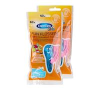 2 x DenTek Fun Flosser Kids for Children with Wild Fruit Flavour, Pack of 80, Double Pack