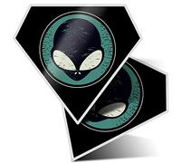 2 x Diamond Stickers 7.5 cm - Black & White Alien Aliens UFO Fun Decals for Laptops,Tablets,Luggage,Scrap Booking,Fridges, #5868
