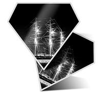 2 x Diamond Stickers 7.5 cm BW - Cutty Sark Sailing Boat Ship Fun Decals for Laptops,Tablets,Luggage,Scrap Booking,Fridges, #39030