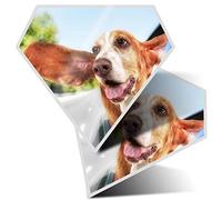 2 x Diamond Stickers 7.5 cm - Funny Basset Hound Dog Pets Fun Decals for Laptops,Tablets,Luggage,Scrap Booking,Fridges, #3703