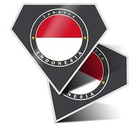 2 x Diamond Stickers 7.5 cm - Indonesia Jakarta Flag Travel Fun Decals for Laptops,Tablets,Luggage,Scrap Booking,Fridges, #5632