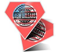 2 x Diamond Stickers 7.5 cm - New Orleans USA Flag Travel Stamp Fun Decals for Laptops,Tablets,Luggage,Scrap Booking,Fridges, #6067