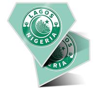 2 x Diamond Stickers 7.5 cm - Nigeria Lagos Green Moon Star Travel Fun Decals for Laptops,Tablets,Luggage,Scrap Booking,Fridges, #7436
