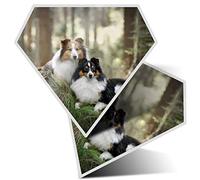 2 x Diamond Stickers 7.5 cm - Sheltie Dog Couple Collie Dogs Fun Decals for Laptops,Tablets,Luggage,Scrap Booking,Fridges, #16864