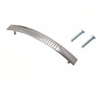 2 x DIMPLED D Shape Cupboard Drawer Handles 96MM Chromed Metal + Screws
