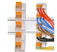 2 x DIN rail / DIN rail holder for 5 x Wago terminals connection terminals 221-412, 221-413, 221-415 (not included)