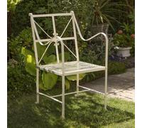 2 x Distressed Cream Metal Garden Chair